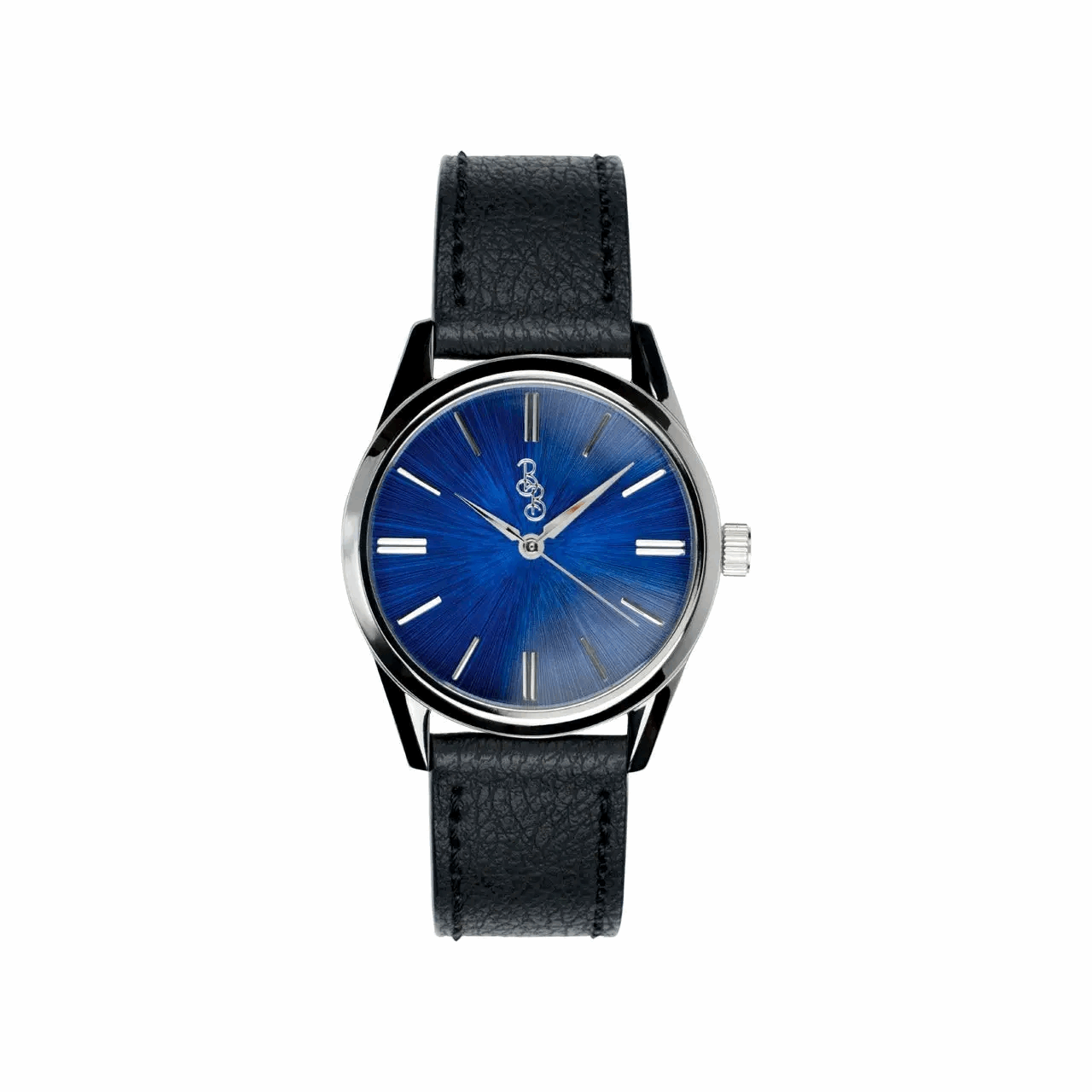 Blue Sunburst Watch with Vegan Leather Strap
