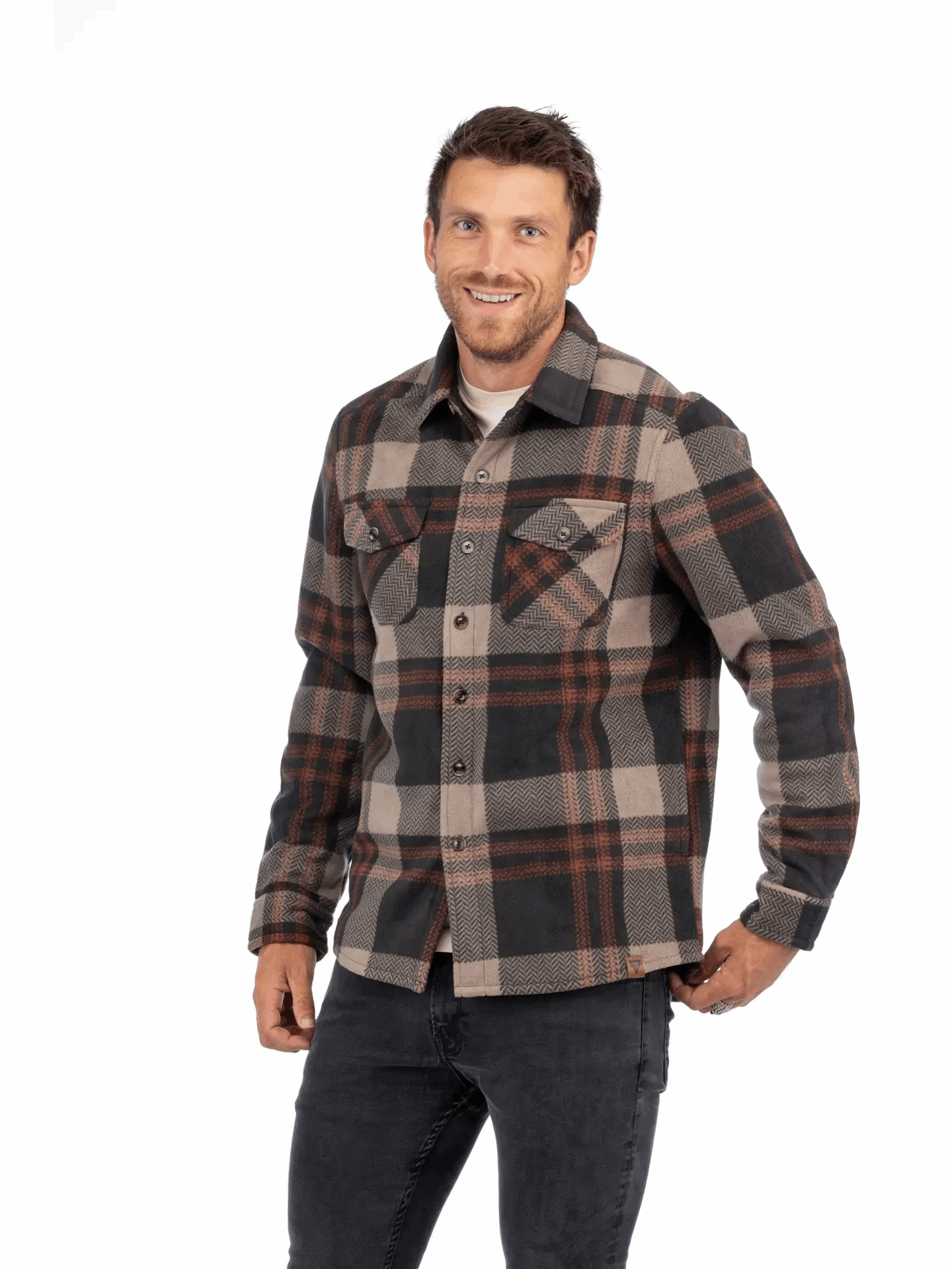 Koda Sherpa Lined Shirt Jacket - Red Mahagony Plaid
