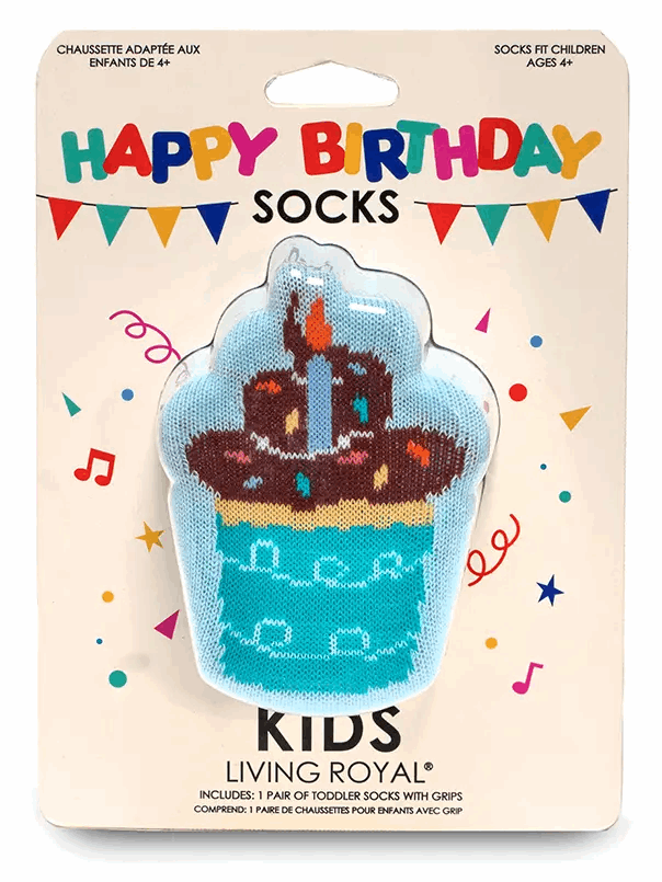 Kids 3D Packaged Crew Socks - Birthday Cupcake