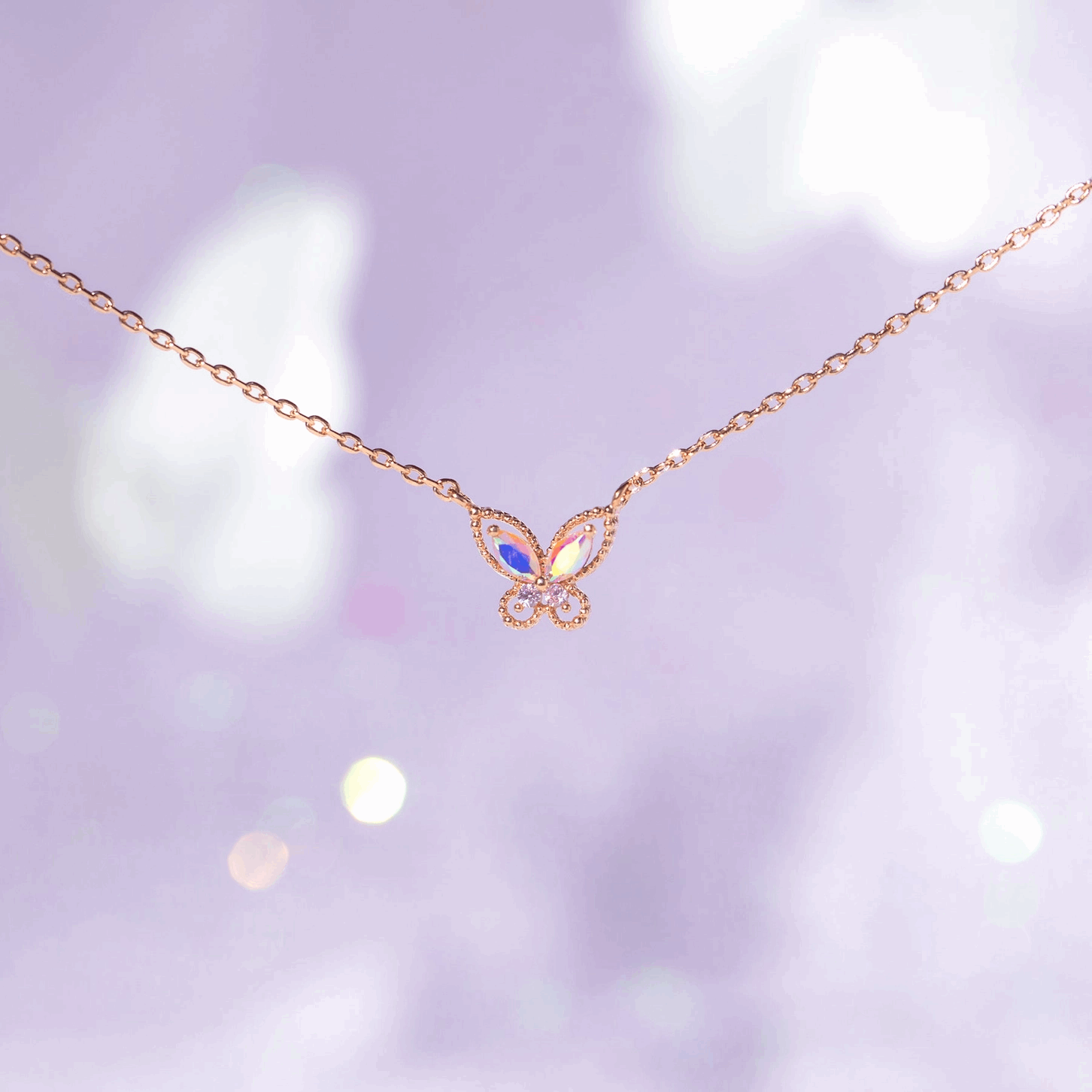 18k Gold Plated CZ Butterfly Necklace