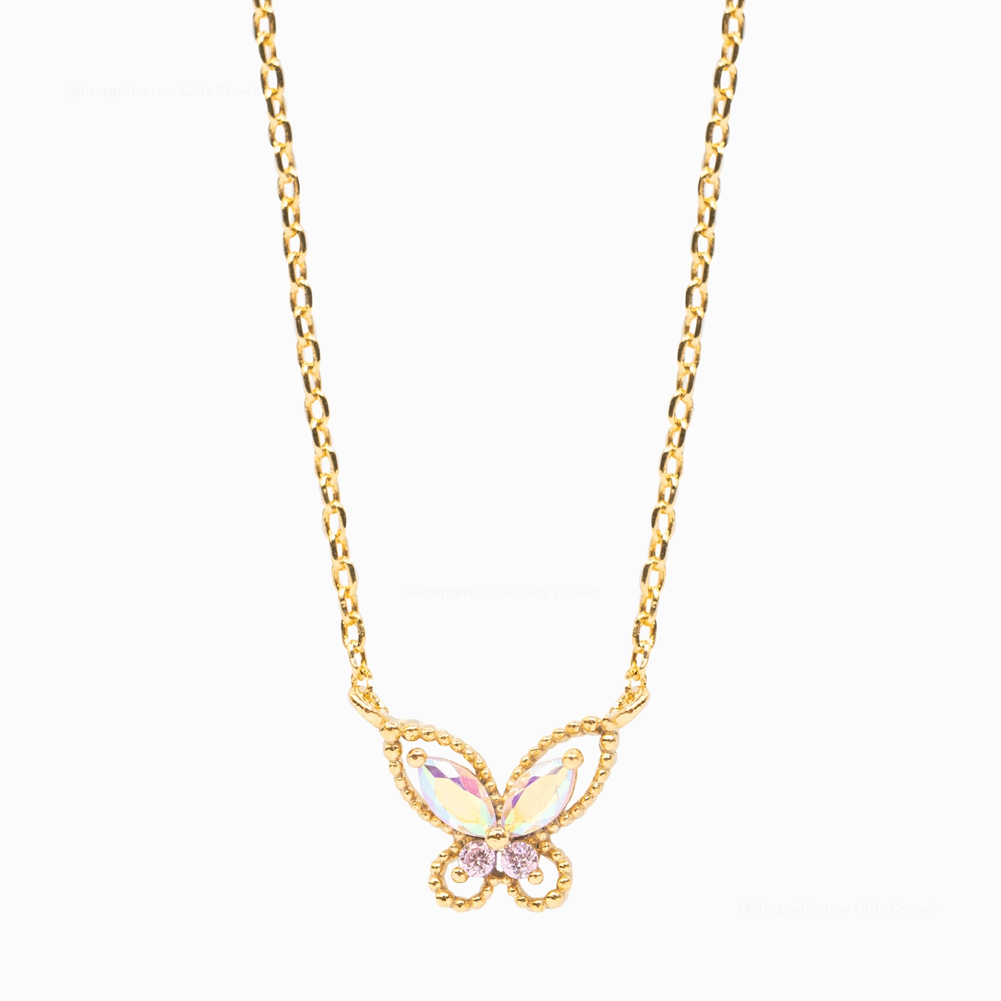 18k Gold Plated CZ Butterfly Necklace