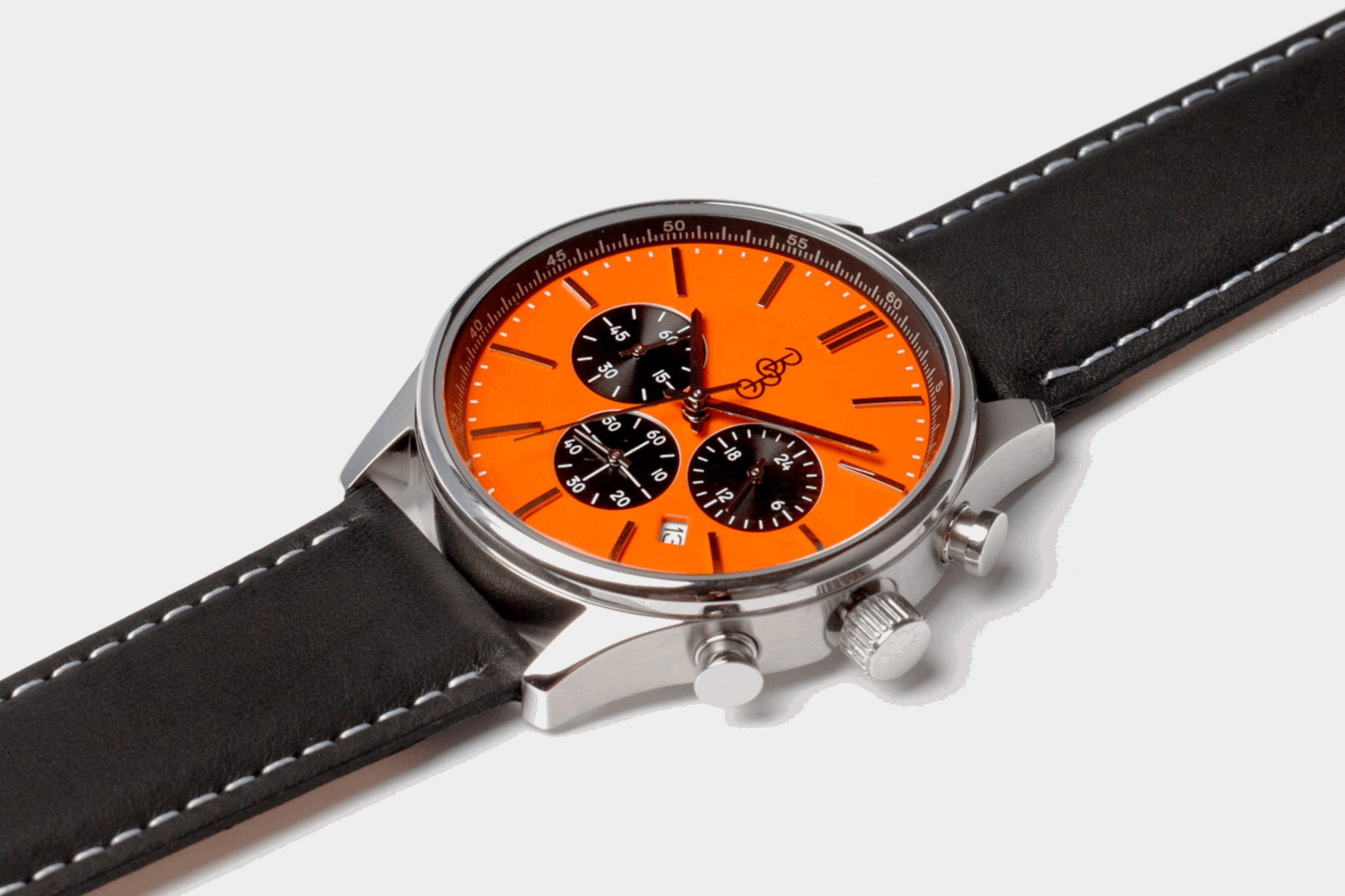 Orange and Black Chronograph Watch with Silicone Strap