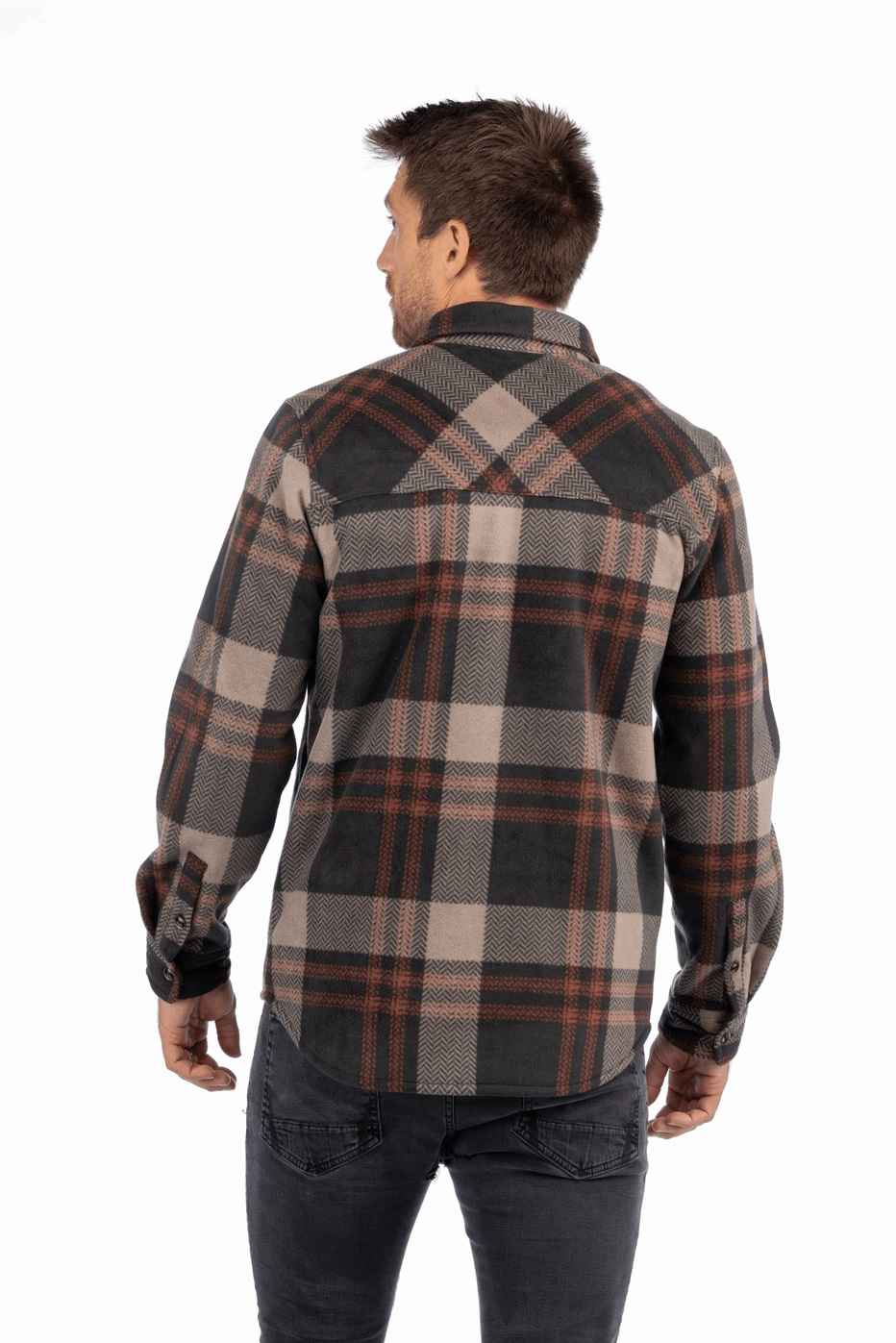 Koda Sherpa Lined Shirt Jacket - Red Mahagony Plaid