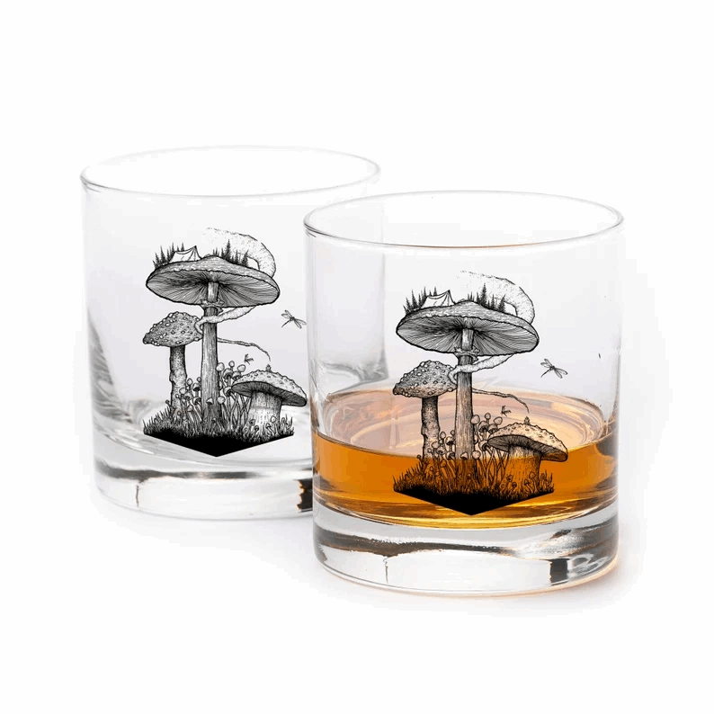 Mushroom Rocks Glass