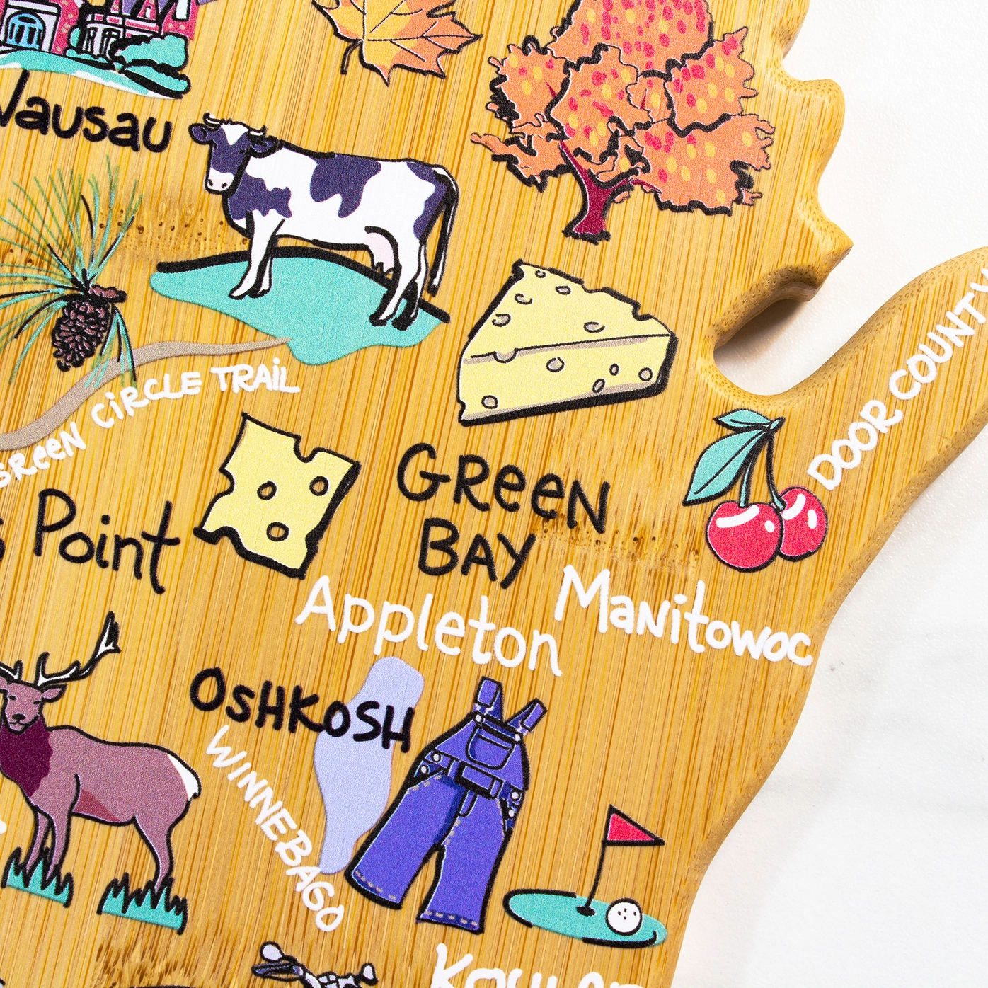 Wisconsin Cutting Board with Artwork By Fish Kiss™