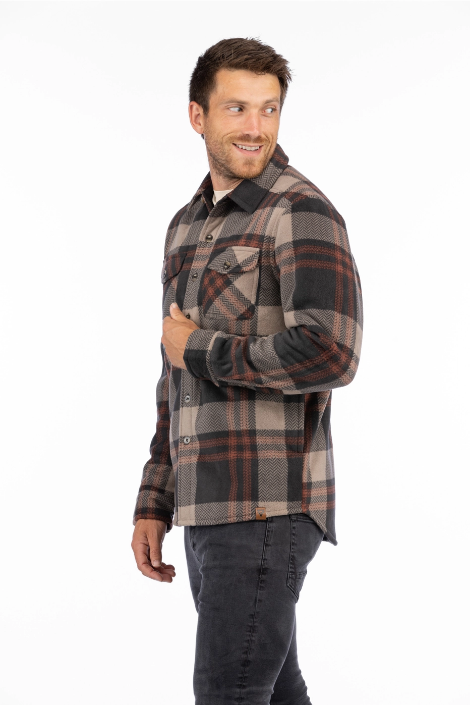 Koda Sherpa Lined Shirt Jacket - Red Mahagony Plaid