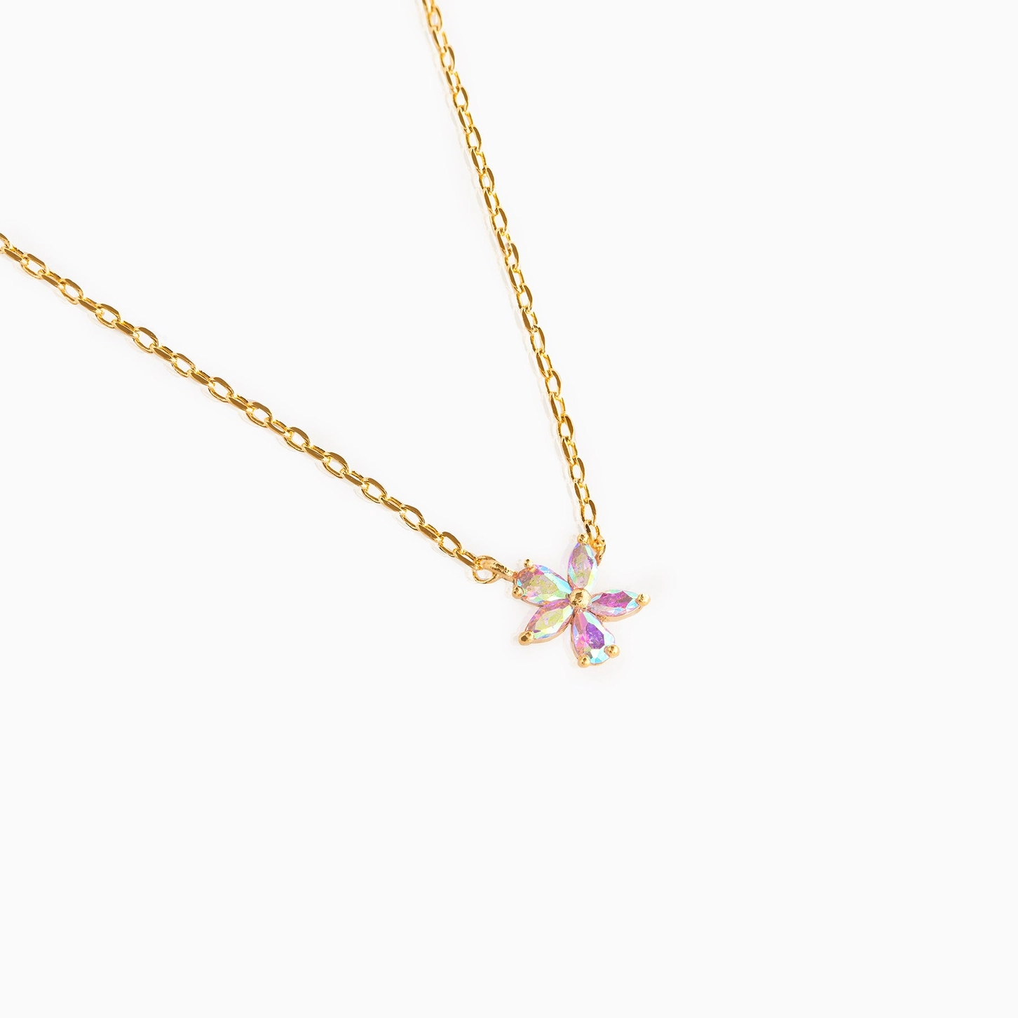18k Gold Plated CZ Gardenia Necklace