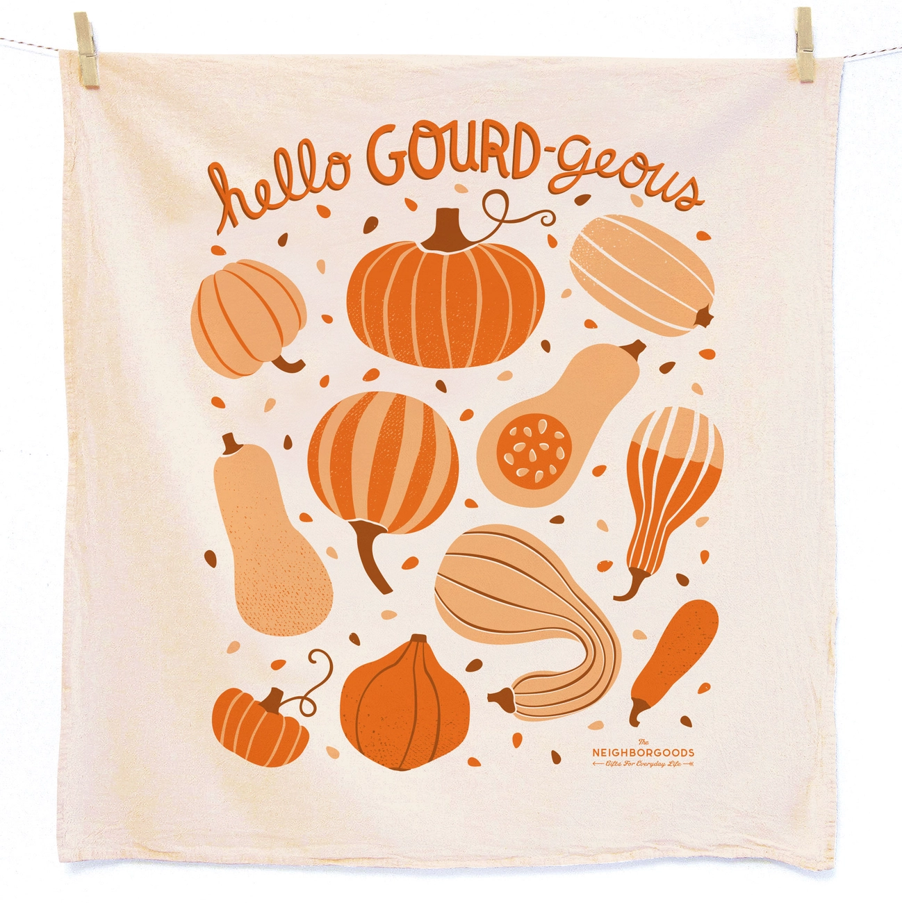 Fall Feast (Mushroom, Gourd) - Teal Towel Set of 2