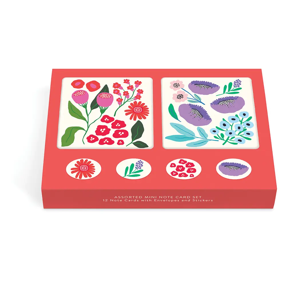 Botanical Bliss Assorted Mini Note Card Set with Stickers