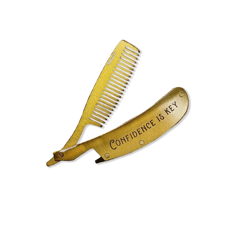 Folding Brass Plated Beard Comb