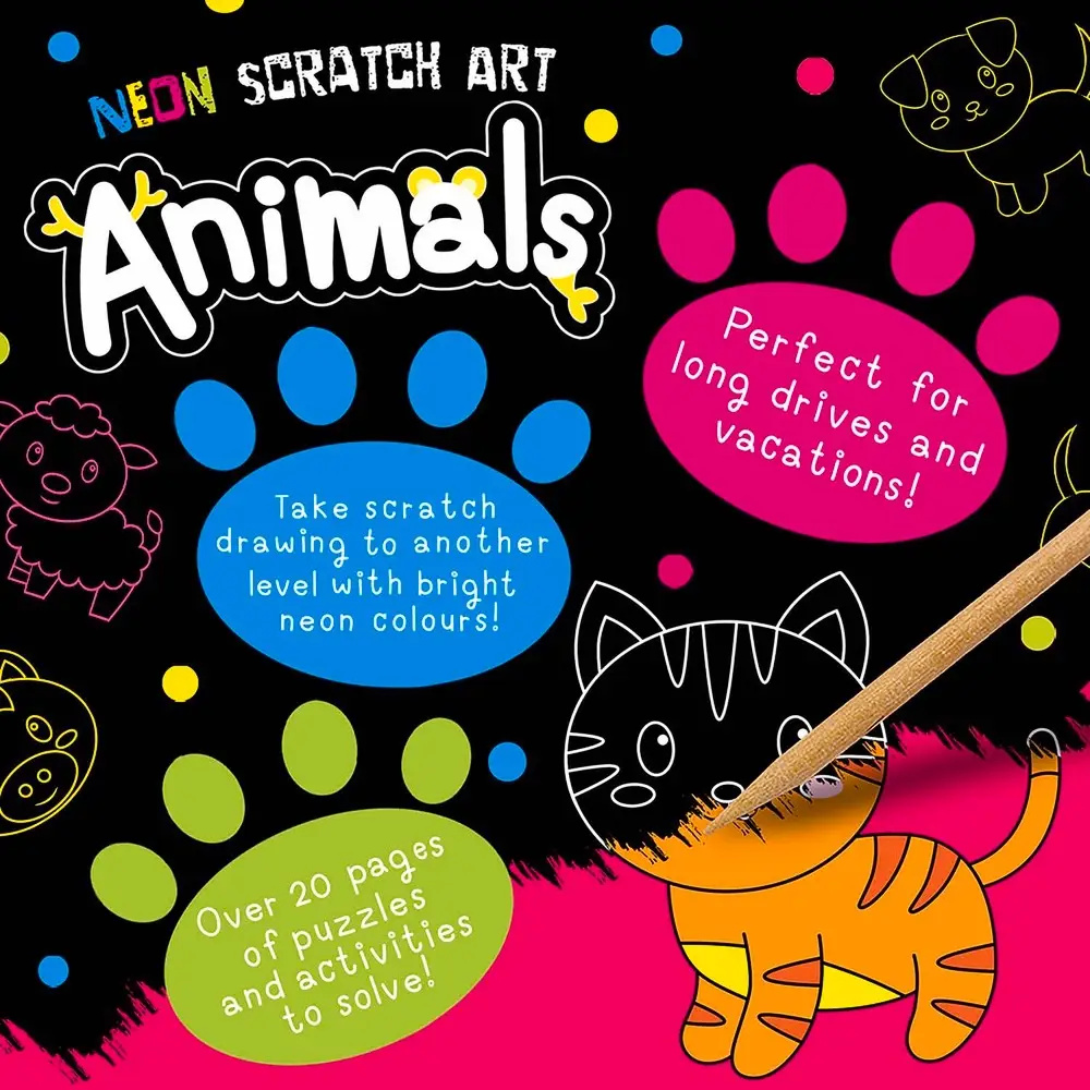 Neon Scratch Art Book - Animals