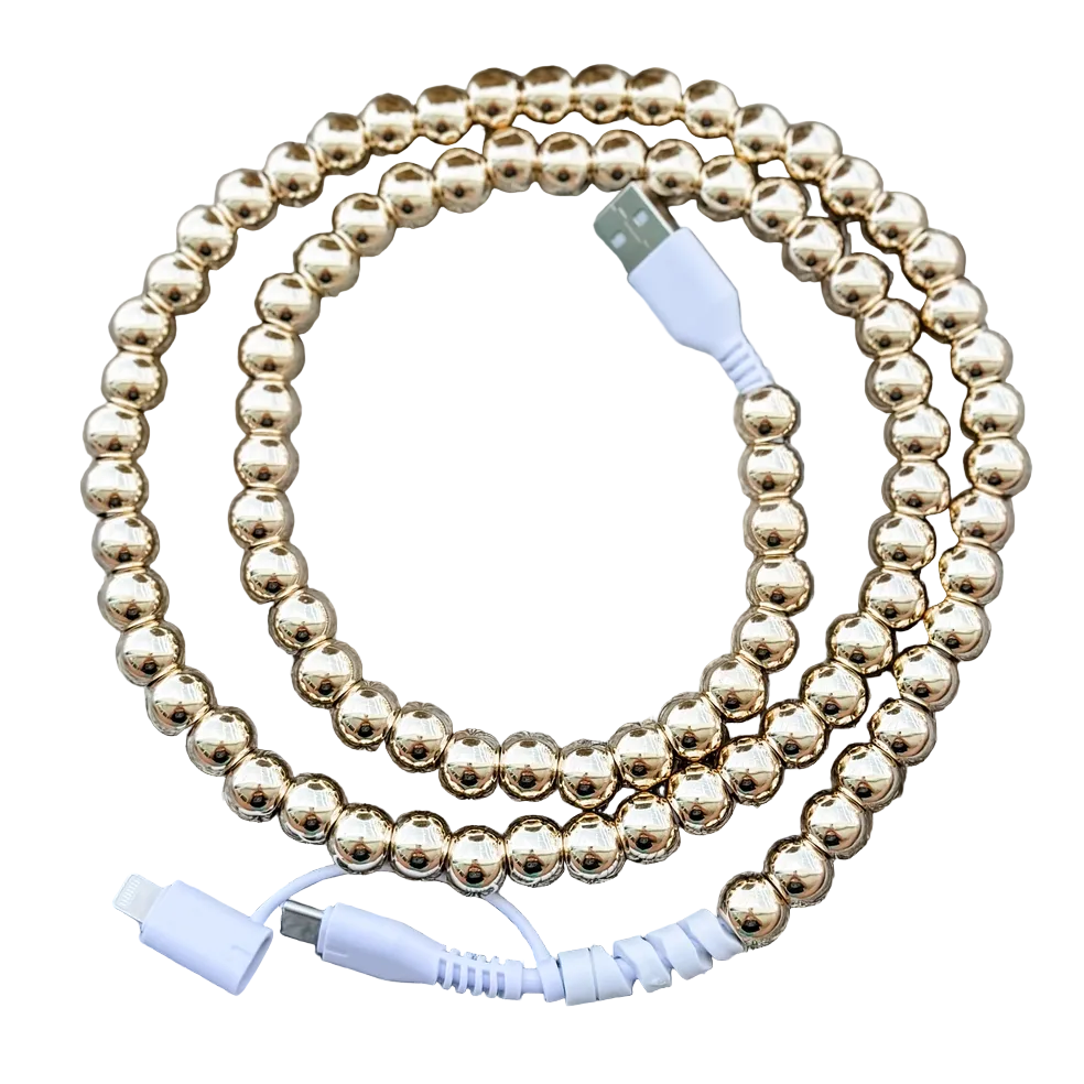 Gold Beaded 2-in-1 Phone Charger
