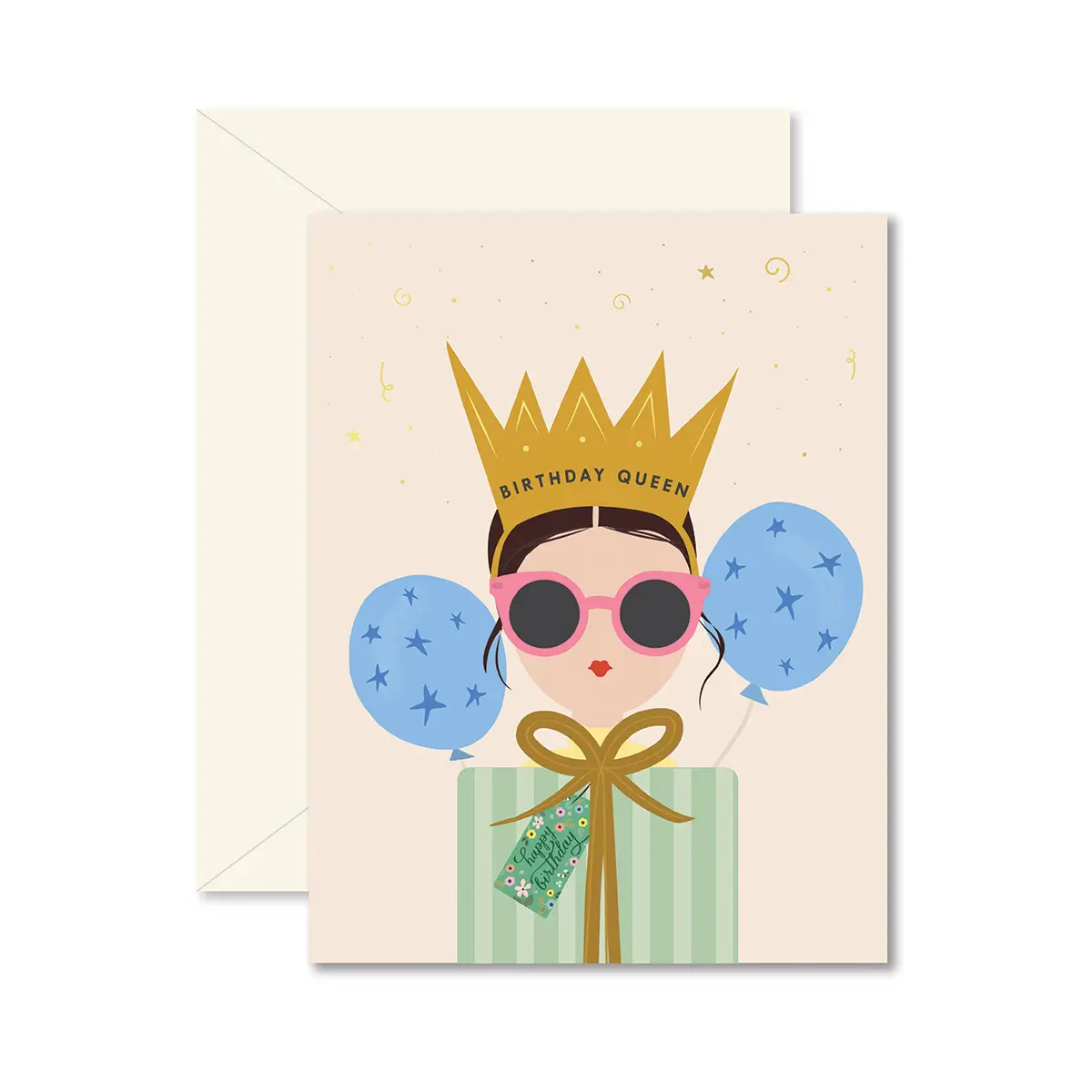 Brunette Birthday Queen Birthday Card