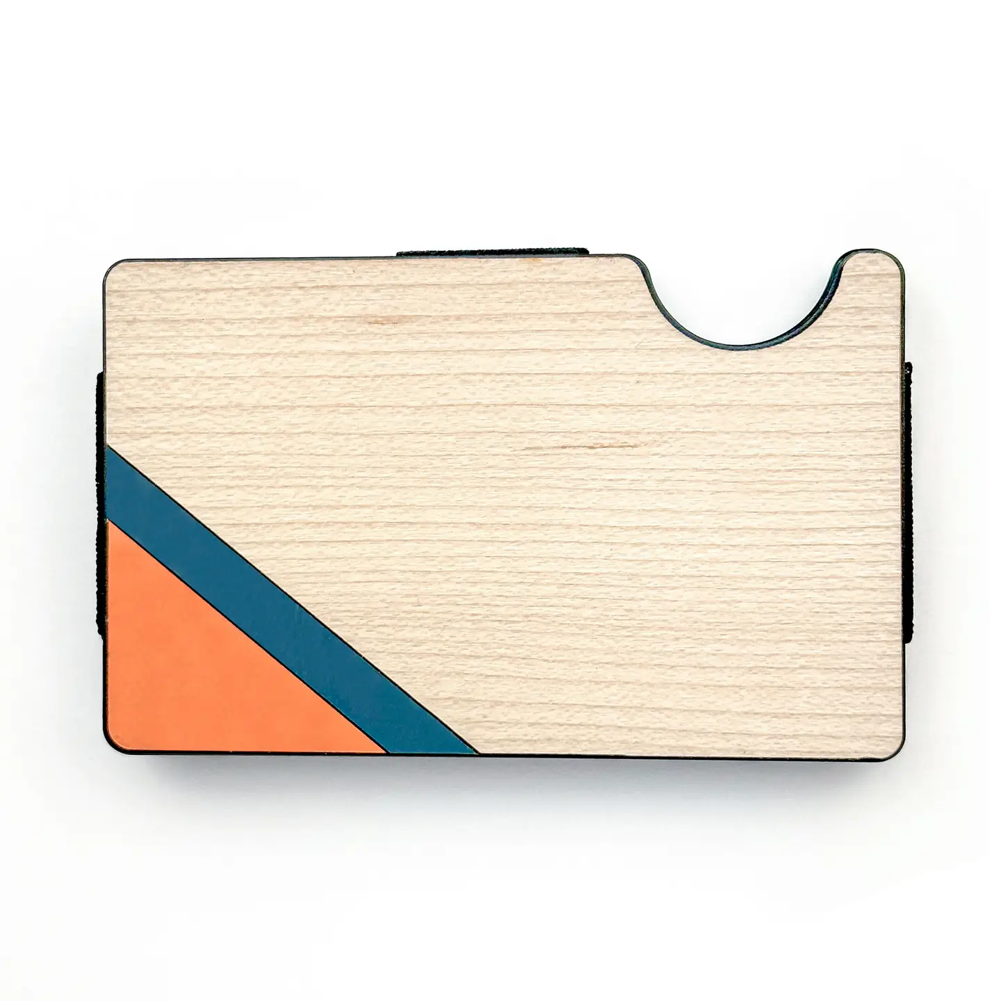 Corner Stripe Wood Wallet - Orange