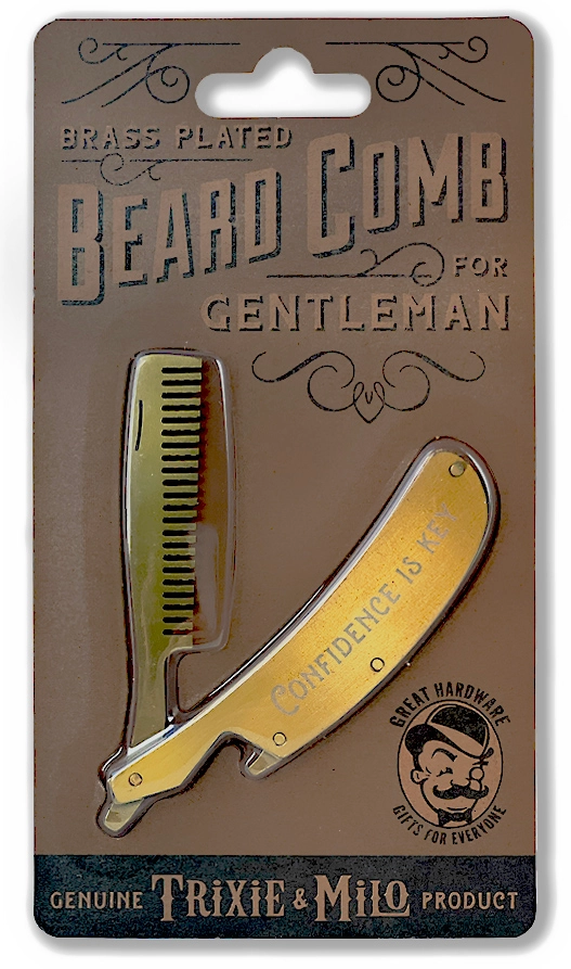 Folding Brass Plated Beard Comb