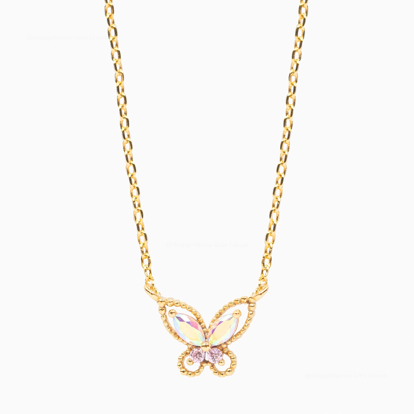 18k Gold Plated CZ Butterfly Necklace