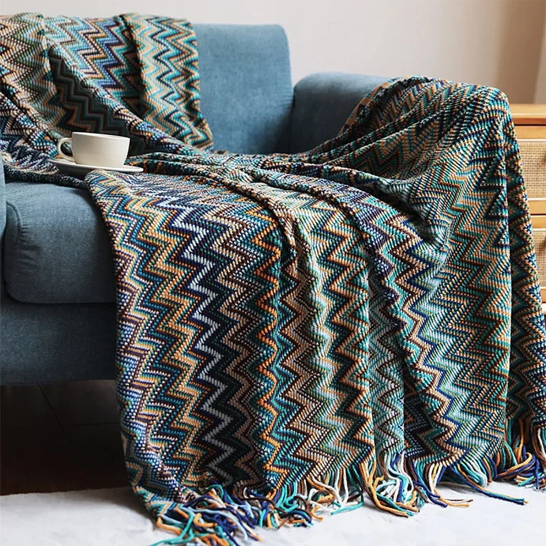 Zig Zag Soft Boho Throw Blanket