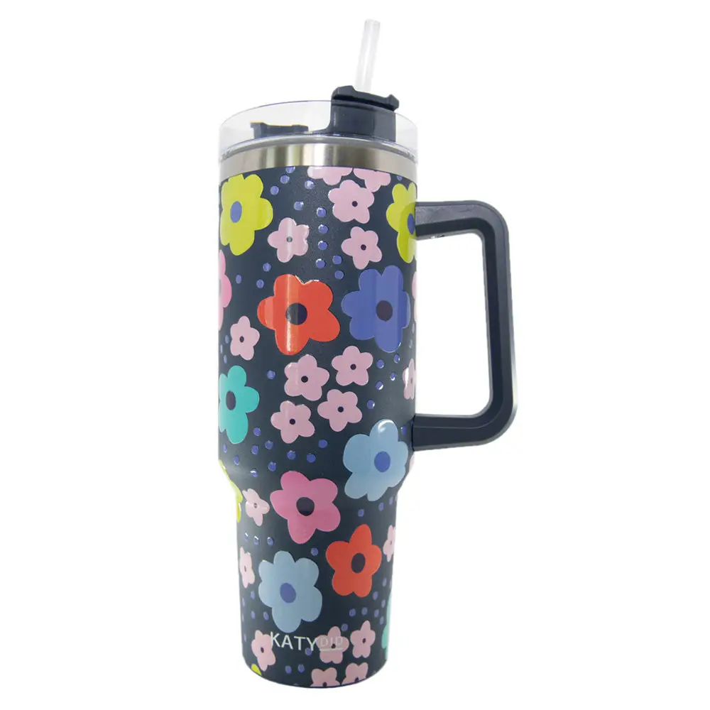 Navy Floral Tumbler