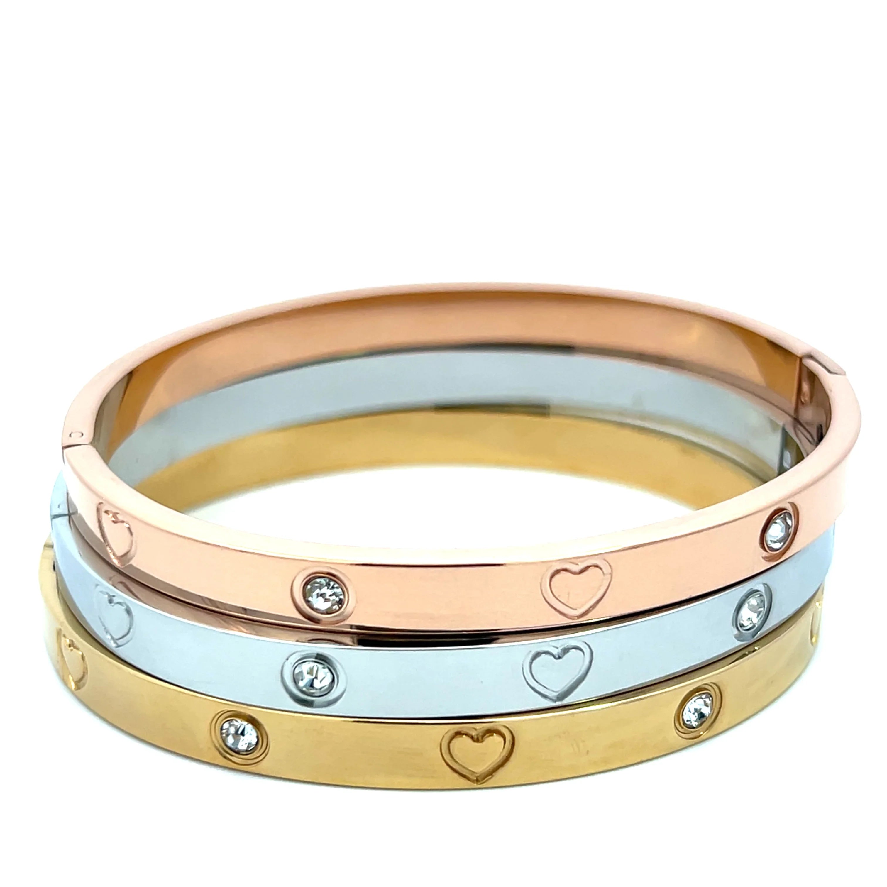 Stacked Cuff Bracelet - Heart Cutout Design