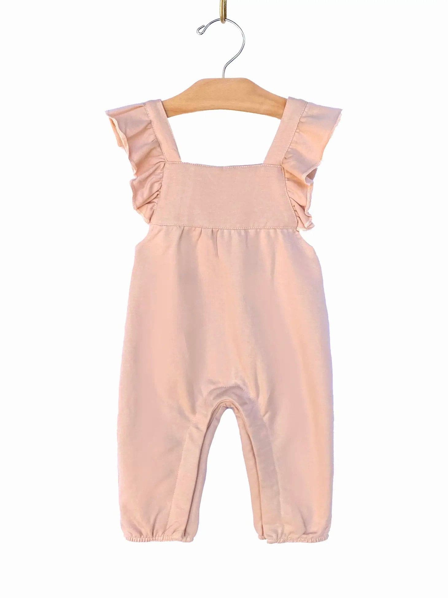 Brushed Terry Flutter Overall - Rose